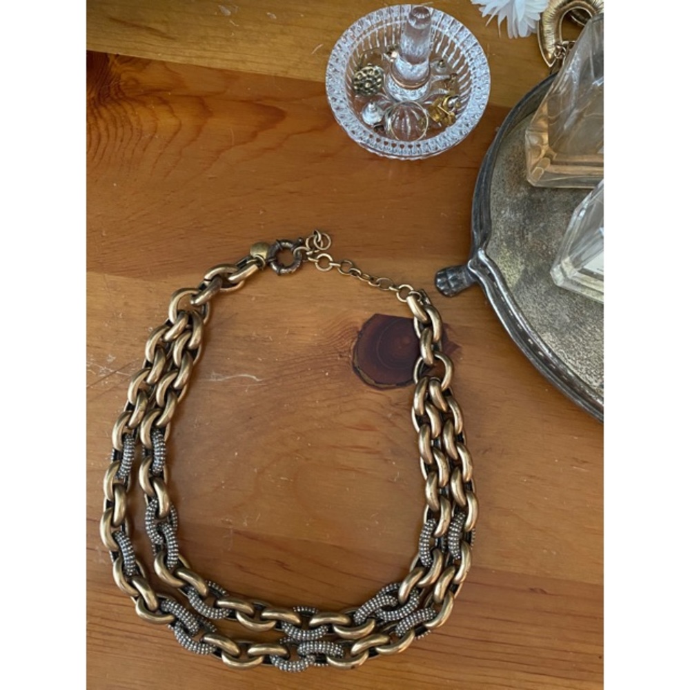 [J Crew] Double Row Pave Chain Link Necklace